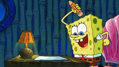 Gif of spongebob with a resume.
